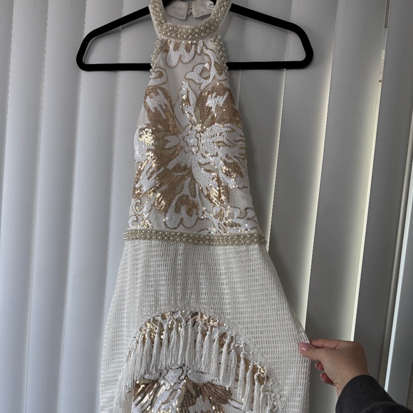COPY - 12th Tribe Like Gold Dust White Sequin Fringe Dress - Picture 1 of 3
